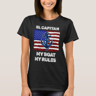 T-shirt Mens Capitan Mon bateau Mes règles Pontoon America