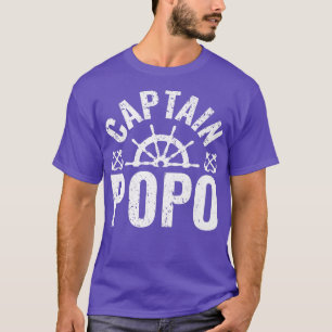 T-shirt Mens Captain Popo Boat Owner Lake Boating Father's