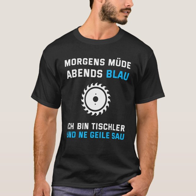 T-shirt Mens Carpenters Matin Fatigué Soirées Bleu Dire (Devant)
