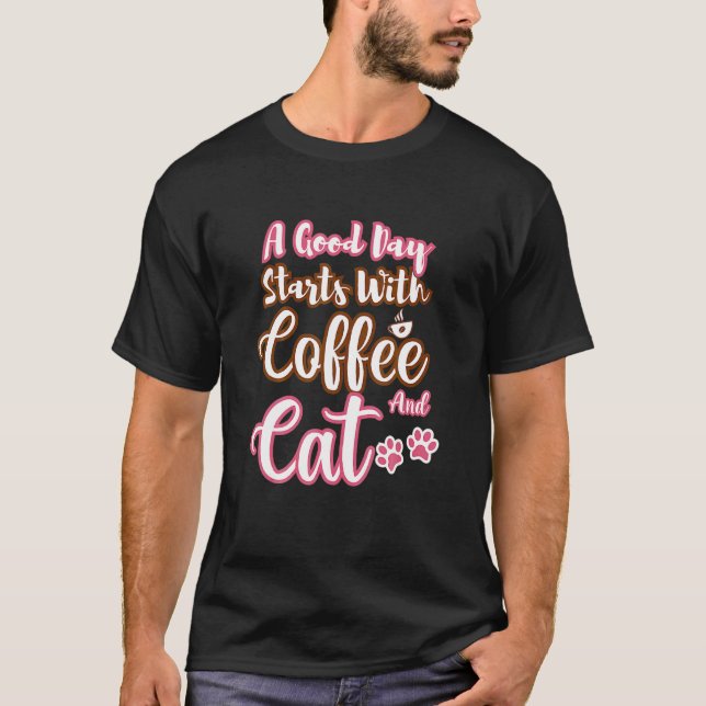 T-shirt Mens  Cat Coffee  Cute Cat Coffee Cool Cat Coffee (Devant)