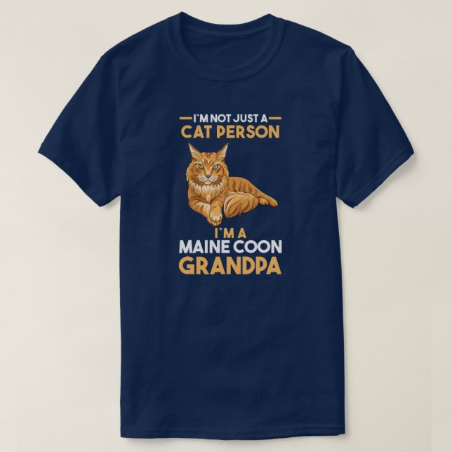 T-shirt Mens Cat Grand-père Maine Coon Grand-père  (Design devant)