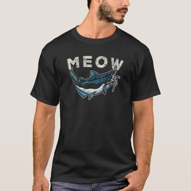 T-shirt Mens Catfishing Fishing  Catfish Meow Fisherman 1 (Devant)