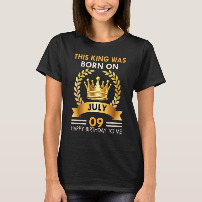 T-shirt Mens Ce Roi Est Né Le 9 Juillet Joyeux Anniversair (Devant)
