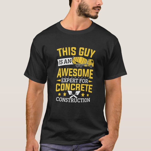 T-shirt Mens Cement Expert Pour La Construction Concrète (Devant)
