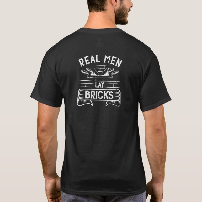 T-shirt Mens Cement Mason Real Men Lay Bricklayer (Dos)