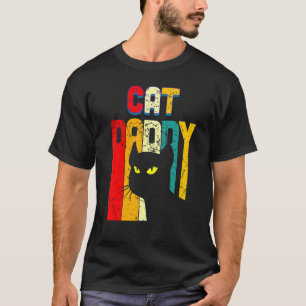T-shirt Mens Chat Papa Hommes Vintage Rétro Chats Noirs Pa