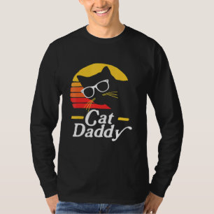 T-shirt Mens Chat Papa Vintage 80 Style Chat Hipster