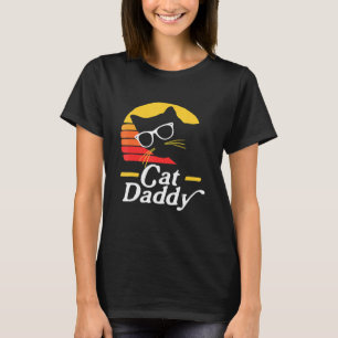 T-shirt Mens Chat Papa Vintage 80 Style Chat Hipster