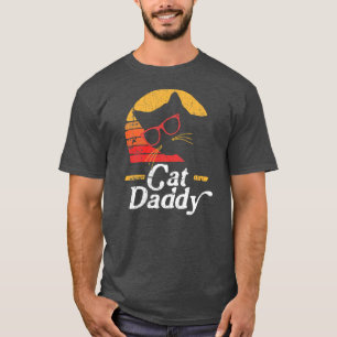 T-shirt Mens Chat Papa Vintage 80 Style Chat Retro