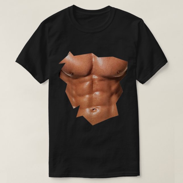 T-shirt Mens Chest Six Pack Abs funny fake abs Muscles REA (Design devant)