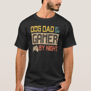 T-shirt Mens Chien Papa Par Jeu De Jour Par Nuit Vintage P
