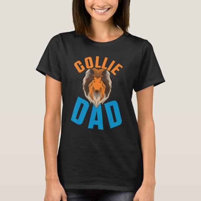 T-shirt Mens Collie Papa Chien Propriétaire Animal Chien A (Devant)
