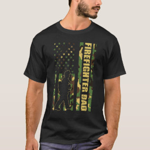 T-shirt Mens Cool American Flag Camouflage Firefighter Pap