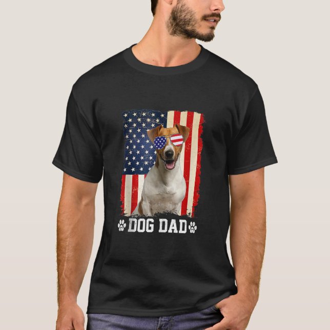 T-shirt Mens Cool Jack Russell Terrier Dog Dad American Fl (Devant)