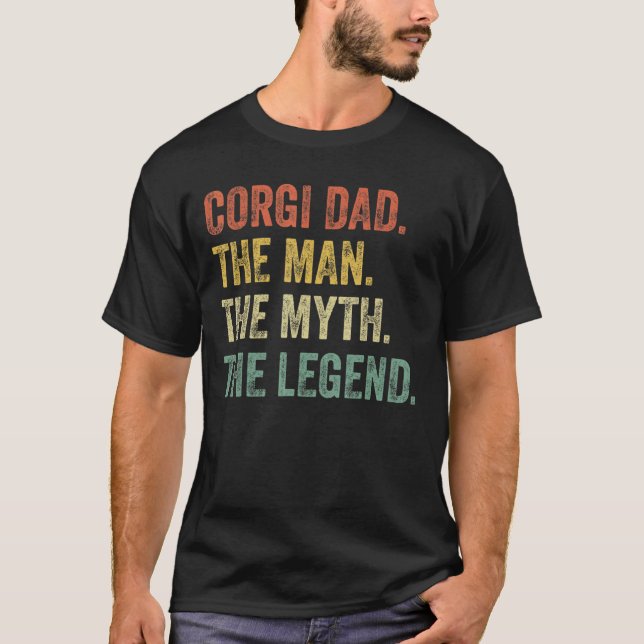 T-shirt Mens Corgi Retro Corgi Papa L'Homme Mythe Meilleur (Devant)