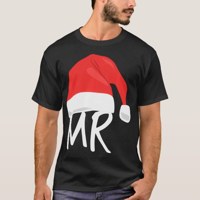 T-shirt Mens Coupl de jumelage des pyjamas M. et Mme Santa (Devant)