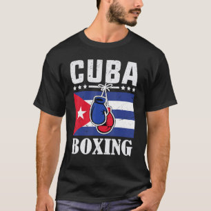 T-shirt Mens Cuba boxe avec gants et drapeau cubain cubain