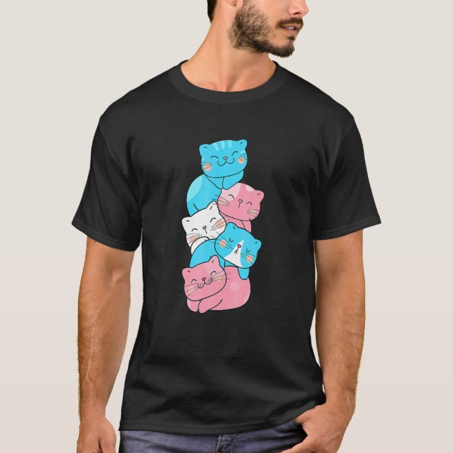 T-shirt Mens Cute Lgb Ransgender Flag Pride Cat Lgb Cute C (Devant)