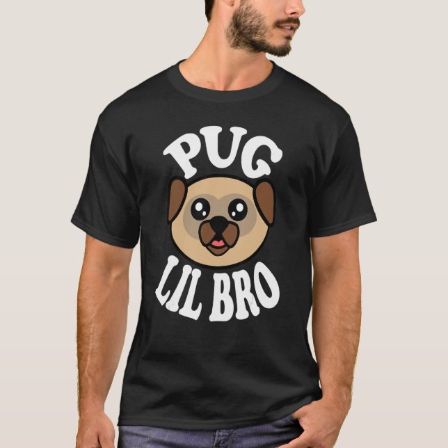 T-shirt Mens Cute Pug Lil Bro (Devant)