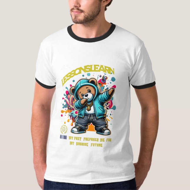 T-SHIRT MEN'S DABBING FUTURE LESSONS LEARN RINGER T SHIRT  (Devant)