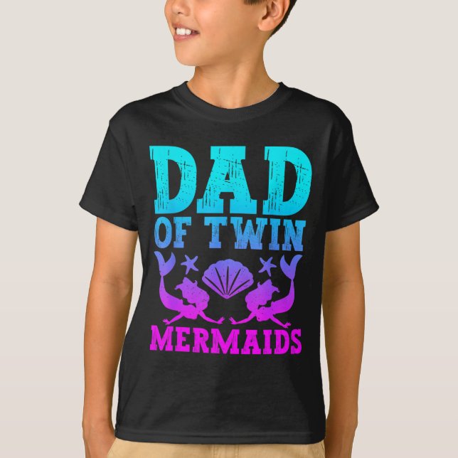 T-shirt Mens Dad Of Twins Mermaid Father's Day Pregnancy A (Devant)