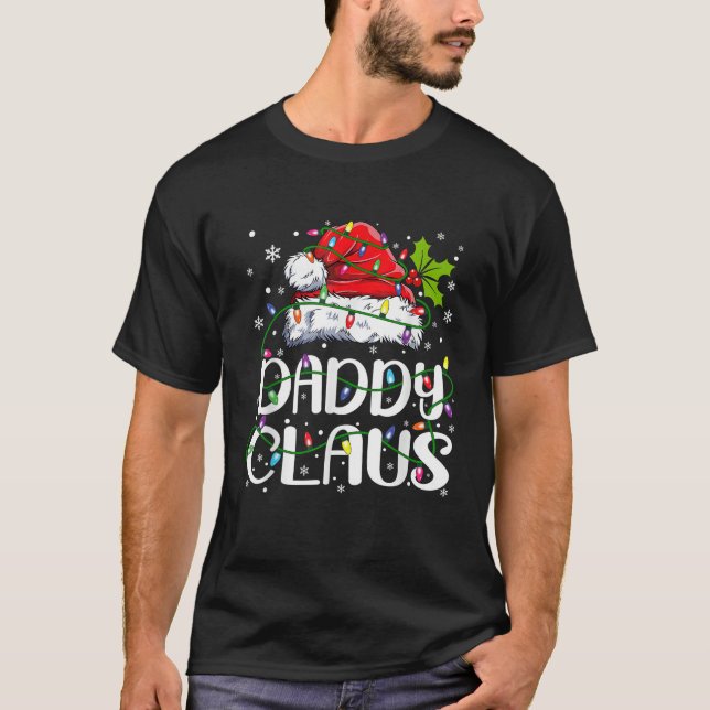 T-shirt Mens Daddy Claus Chemise Noël Lumières Pyjama Fam (Devant)