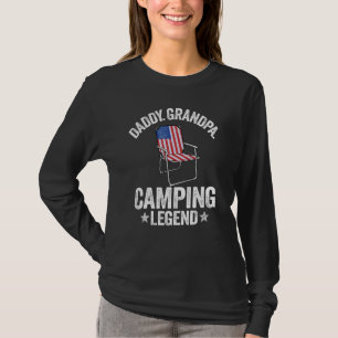 T-shirt Mens Daddy Grandpa Camping Légende Drapeau América