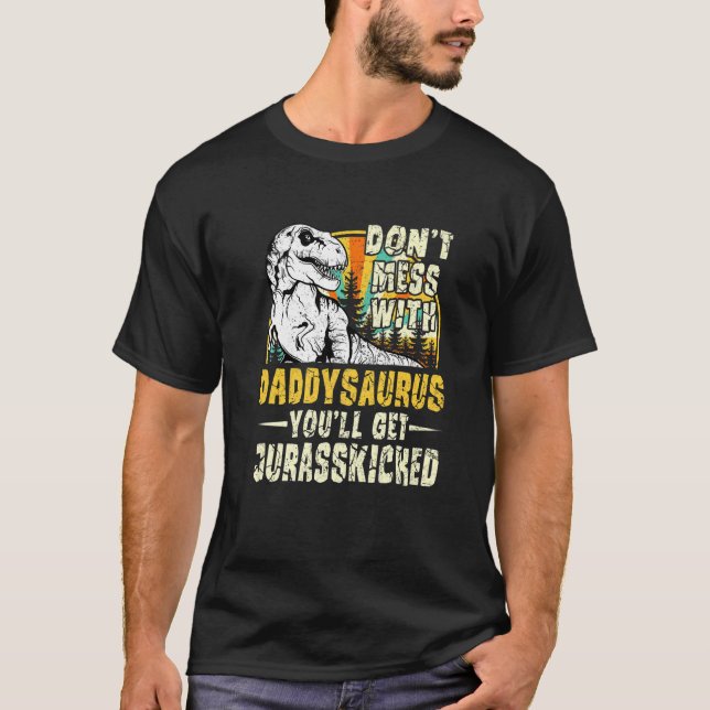 T-shirt Mens Daddy Rex Saurus Papasaurus Dinosaures Hommes (Devant)