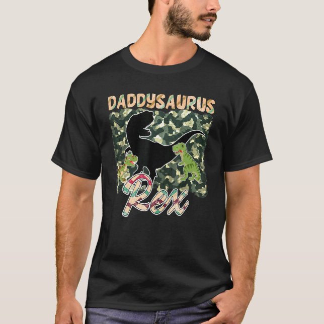 T-shirt Mens Daddysaurus Rex Fun Camouflage Design (Devant)