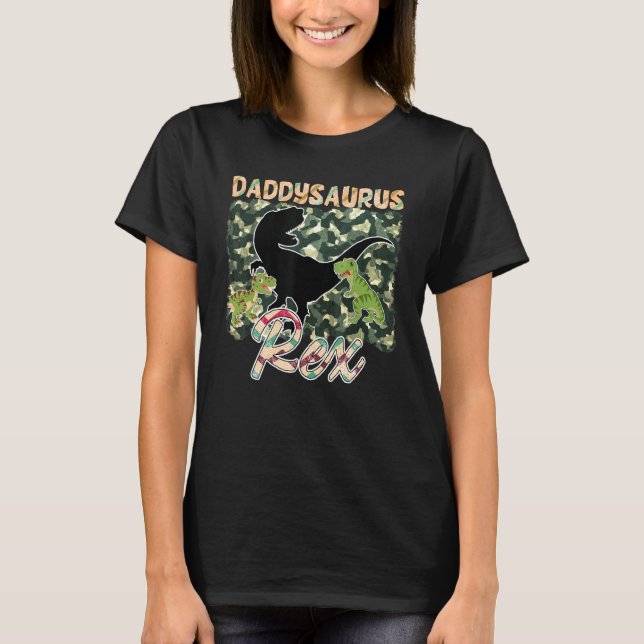 T-shirt Mens Daddysaurus Rex Fun Camouflage Design (Devant)