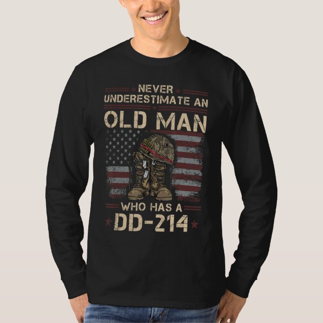 T-shirt Mens Dd 214 Alumni Vétéran Militaire Du Drapeau Am (Devant)