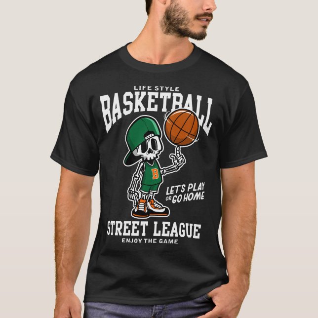 T-shirt Mens de la Ligue de basket-ball de rue Ske (Devant)