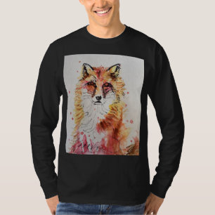 T-shirt Mens de l'art de l'aquarelle des animaux Red Fox