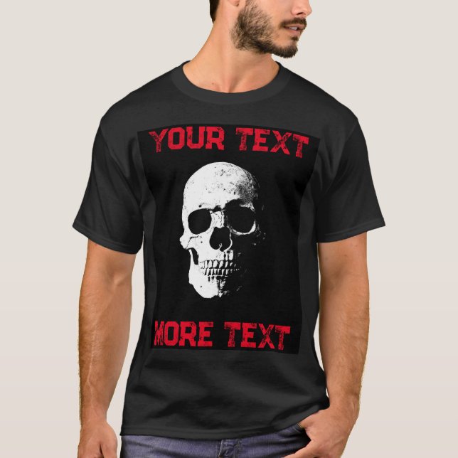 T-shirt Mens de texte désorganisé Moderne Halloween Crâne  (Devant)