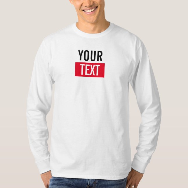 T-shirt Mens de texte personnalisable Moderne long manches (Devant)