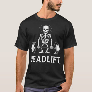 T-shirt Mens Deadlift Skeleton Bodybuilder Workout Powerli
