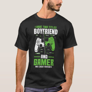 T-shirt Mens Deux Titres Boyfriend Et Gamer Jeu Vidéo Jeu