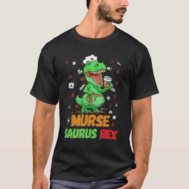 T-shirt Mens Dinosaur Scrub Nurse Life Coffee Rn Murse Nur (Devant)