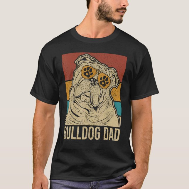 T-shirt Mens Dog Papa Pet Owner Animal  Outfit English Bul (Devant)