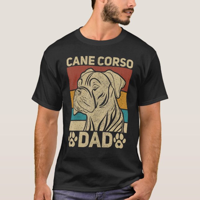 T-shirt Mens Dog Papa Pet Owner Animal  Outfit Retro Cane  (Devant)