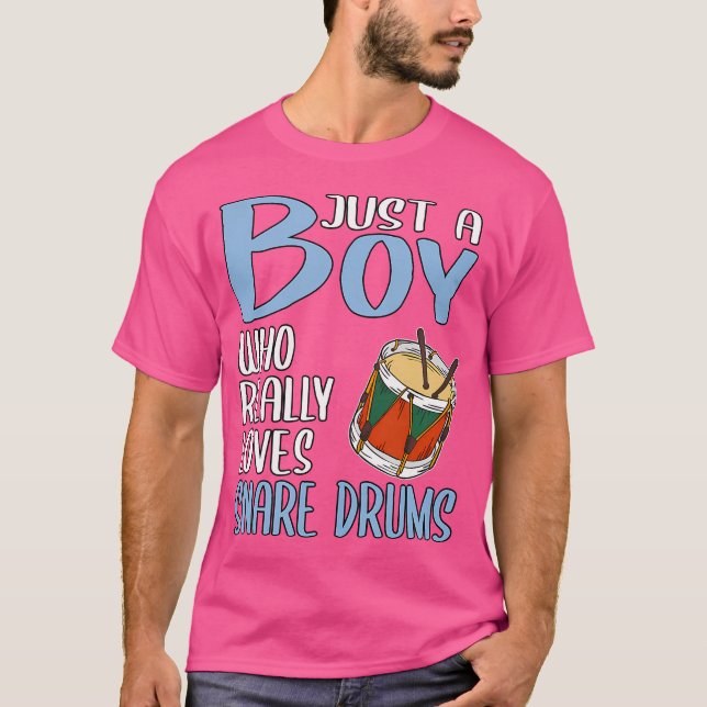 T-shirt Mens Don Just A Boy Qui Aime Vraiment Snare Drums (Devant)