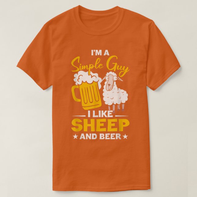 T-shirt Mens Drôle Agneau Fermier J'Aime Mouton Et Bière (Design devant)
