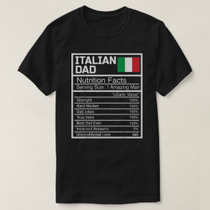 T-shirt Mens Drôle Italien Papa nutritionnel Faits Pères D