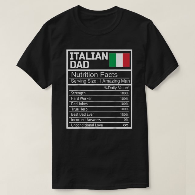 T-shirt Mens Drôle Italien Papa nutritionnel Faits Pères D (Design devant)
