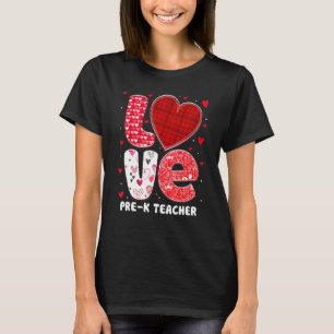 T-shirt Mens Drôle J'Aime Mon Pré K Enseignant Coeurs Vale