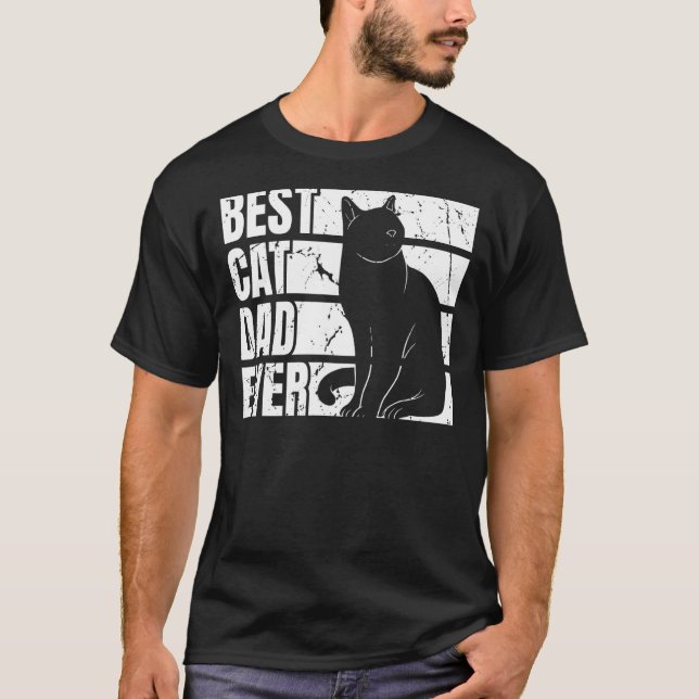 T-shirt Mens Drôle Meilleur Chat Papa Pères Graphiques et  (Devant)