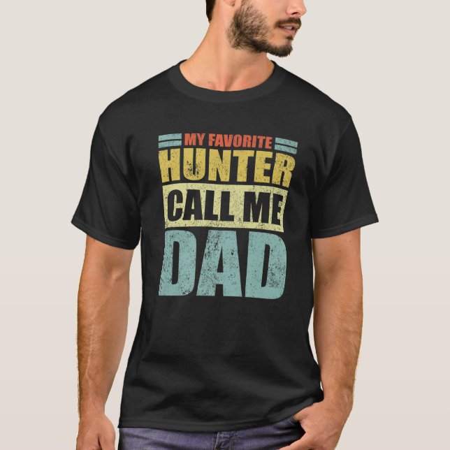 T-shirt Mens Drôle Mon Chasseur Favori M'Appelle Papa Père (Devant)