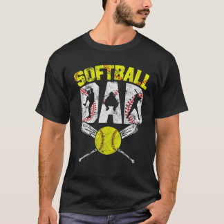 T-shirt Mens Drôle Softball Papa Équipe Sports Vintage Sof