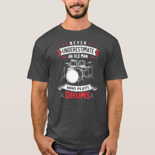 T-shirt Mens Drum Set Musique Retraité Vieux Homme Batteur