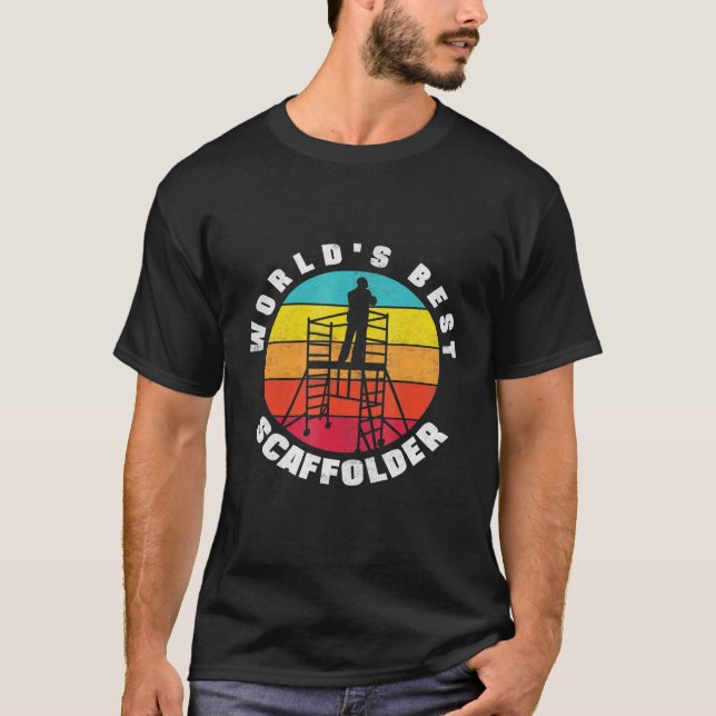 T-shirt Mens échafaudage de la construction ouvrier Mondes (Devant)